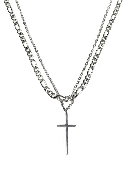 [Surgical_2 SET] Flat & Tiny Cross Necklace