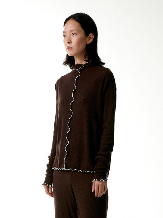 Tshirts Blouse Fit S Mid Edge Colored Mud Brown