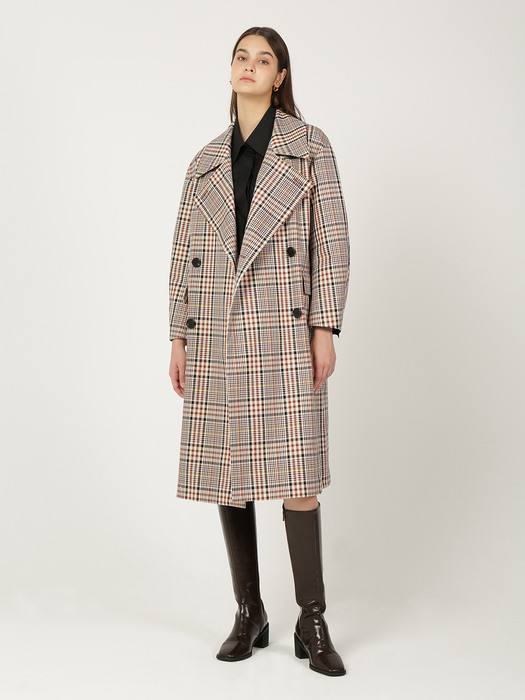 Oversized Check Trench Coat