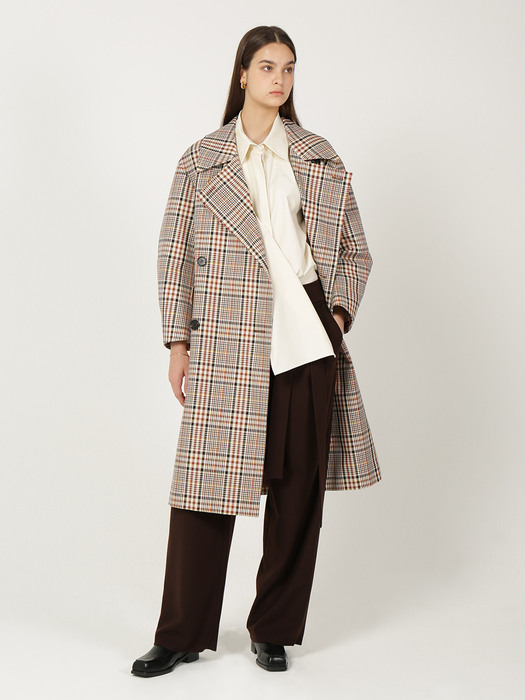 Oversized Check Trench Coat