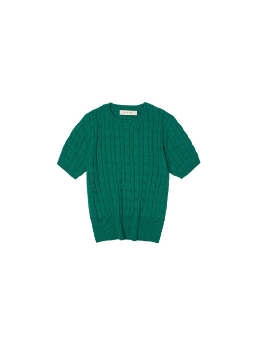 SIKN2029 cotton crop cable knit_Green