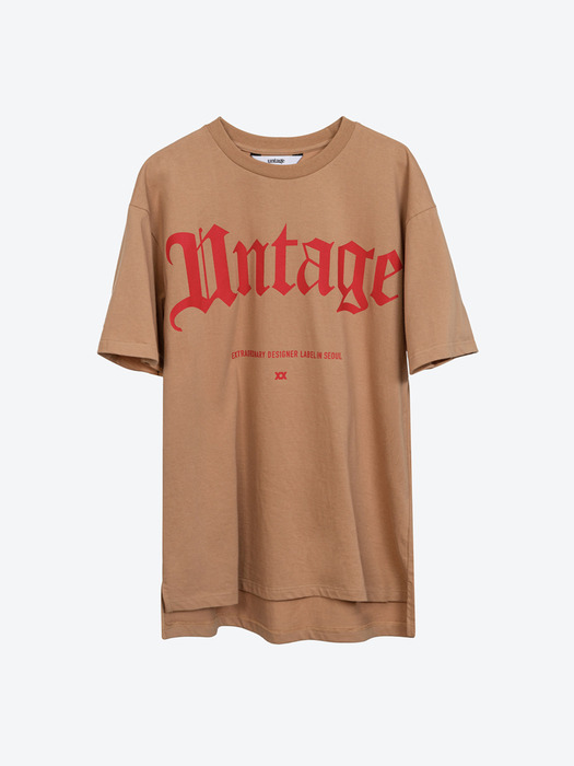 Logo-Print Oversized T-Shirt[Brown(UNISEX)]_UTT-ST76