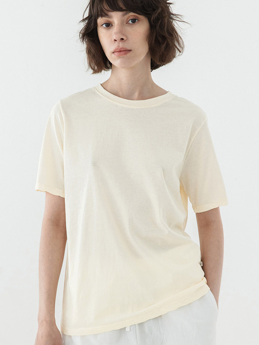 코즈넉 마들렌 기본 여성 반팔 티셔츠 (레몬)