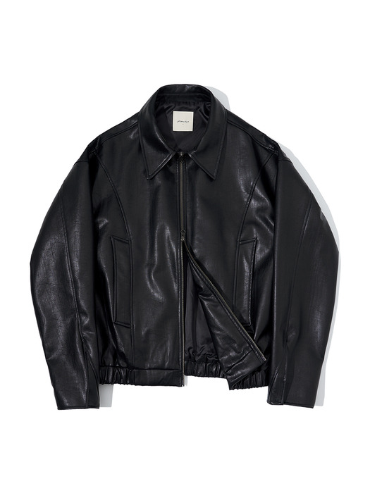 O30002 Vegan leather curved jacket