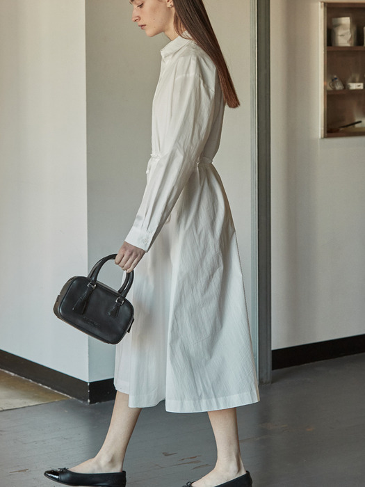 String front tuck shirt dress - Off white