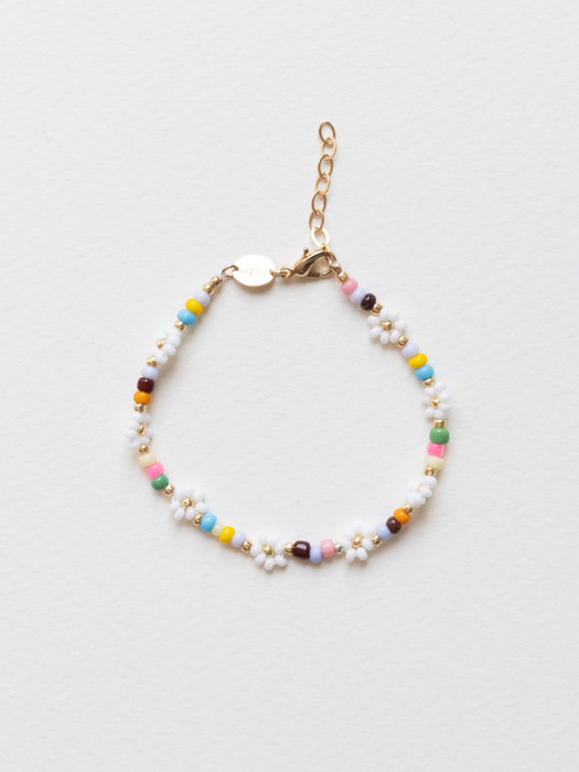 [단독]Pastel flower beads bracelet [Gold-filled]