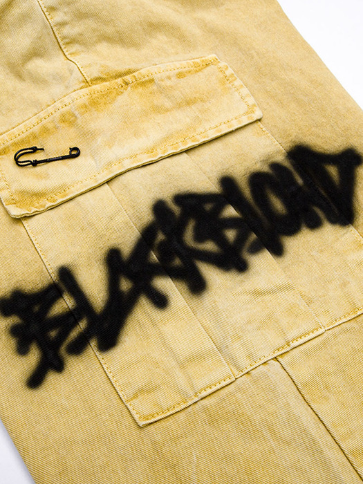 BBD Graffiti Logo Wide Denim Cargo Pants (Mustard)