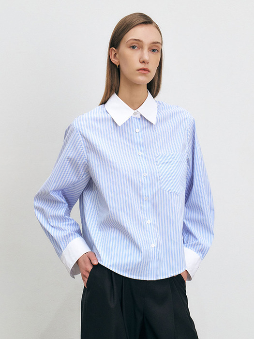 HAILEY OVERSIZE CROPPED SHIRT [3COLORS]