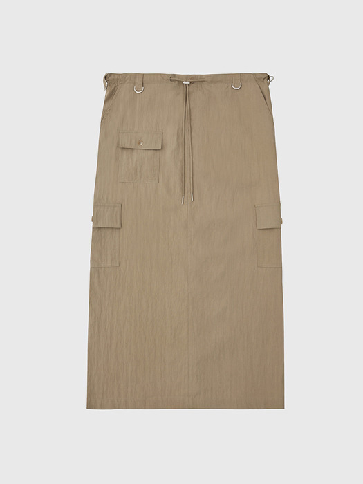 Wrinkle Nylon String Cargo Skirt
