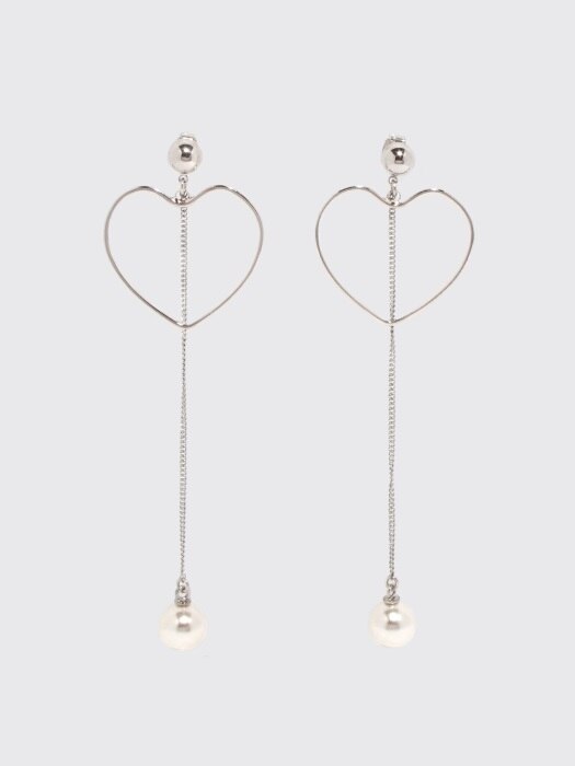 Ball heart pearl earring