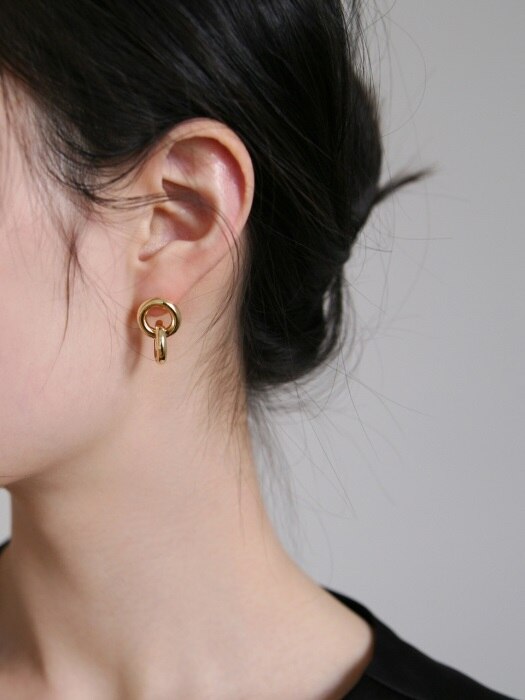 bold twin circle earrings (2colors)