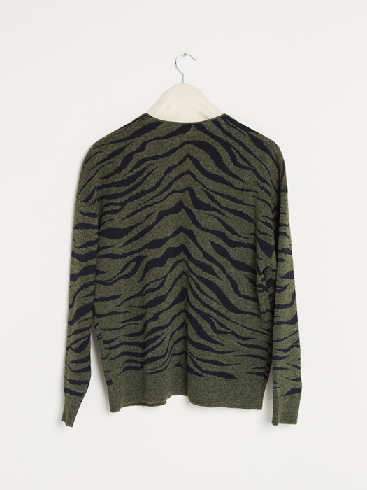 Tiger-pattern Cardigan [D.olive]