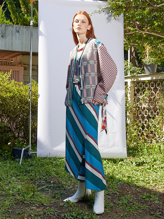  Asymmetric Striped Skirt With The Muse Scarf