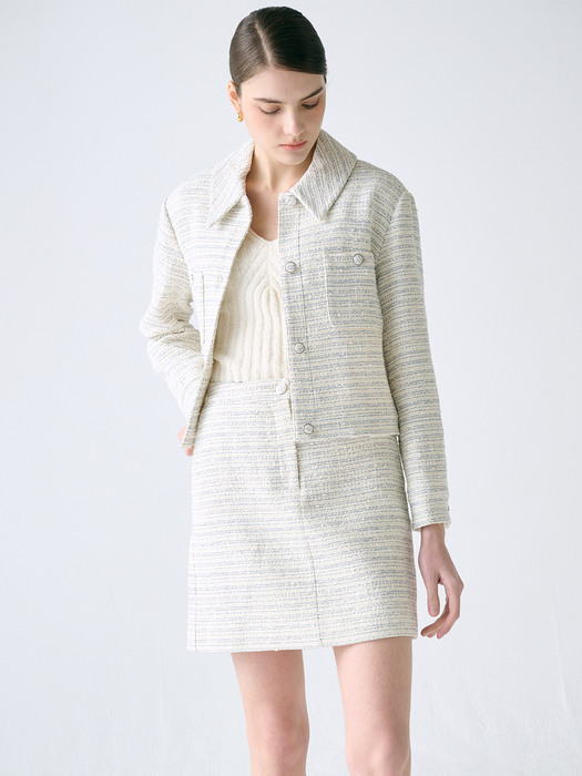 H-line Tweed Mini Skirt_IVORY