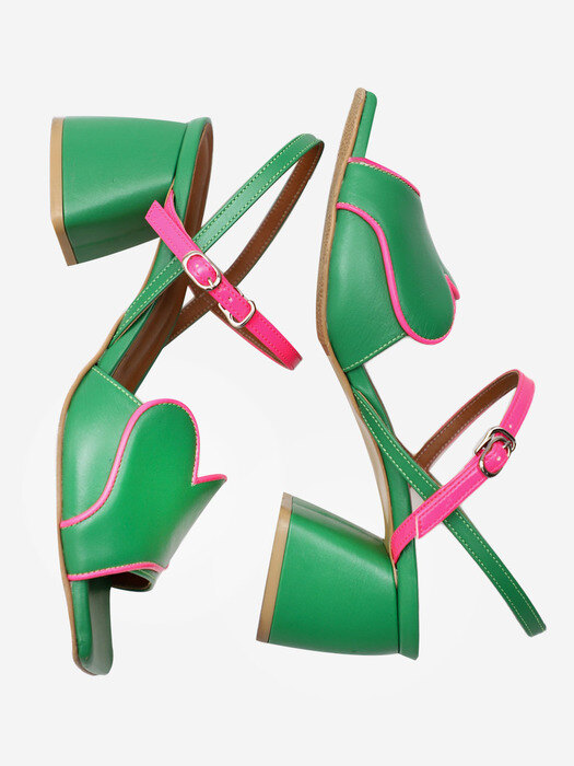 HeartQueen X-Slingback Sandal _ Green/Pink