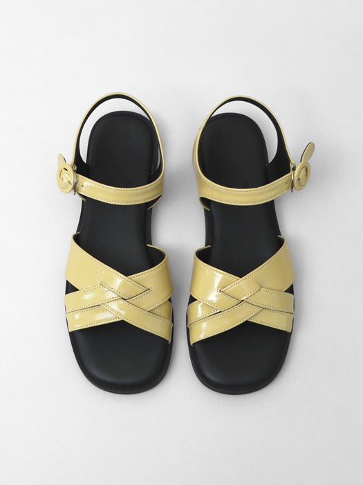 Shiny Leather Crossover Sandals . Burtter
