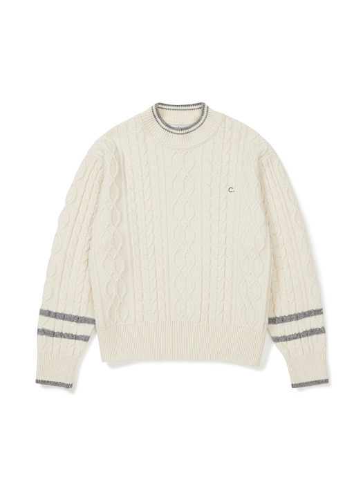 [23FW clove] Cable Highneck Pullover (Ivory)