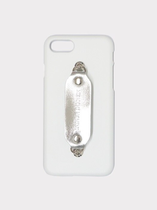 leather grip case white silver