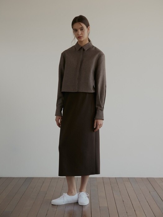 18Winter Wool Back Wrap-skirt - Brown
