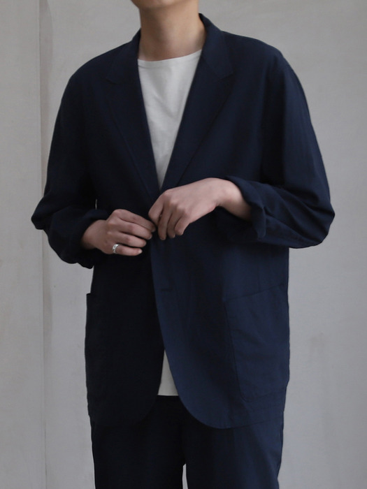 ALL WEATHER JACKET (LINEN) NAVY
