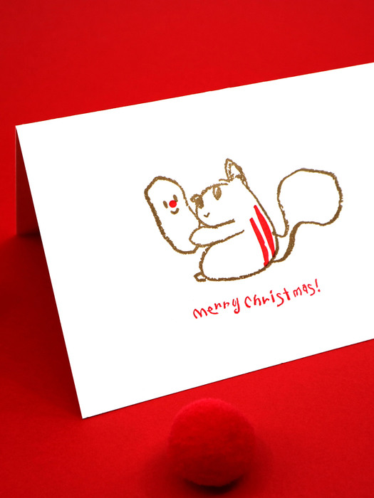 루돌프 다람쥐 크리스마스 레터프레스 카드