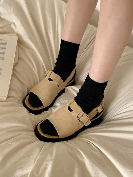[단독] IS_221341 Belt Suede Platform Sandals (4colors)