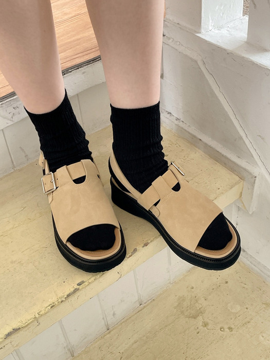 [단독] IS_221341 Belt Suede Platform Sandals (4colors)