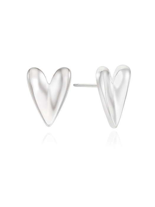 [silver925]long heart post earring
