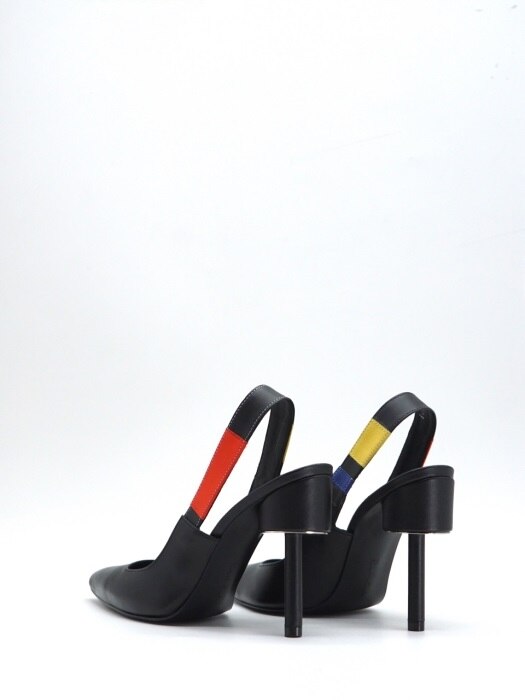 100 HIGH HEEL SLING BACK IN THREE PRIMARY COLORS AND BLACK LEATHER 