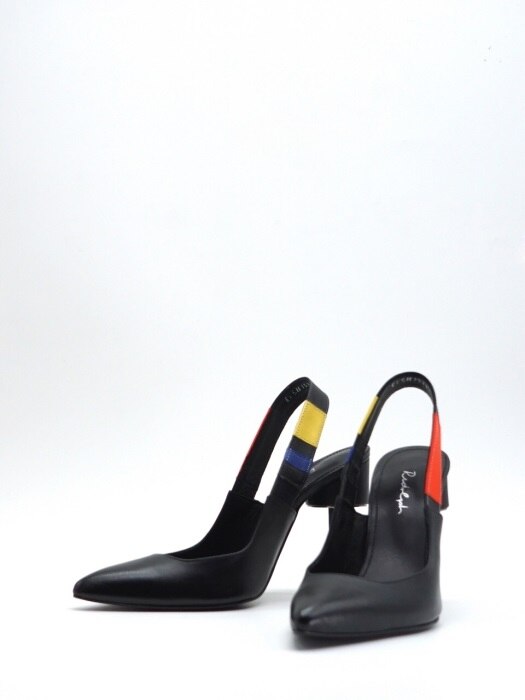 100 HIGH HEEL SLING BACK IN THREE PRIMARY COLORS AND BLACK LEATHER 