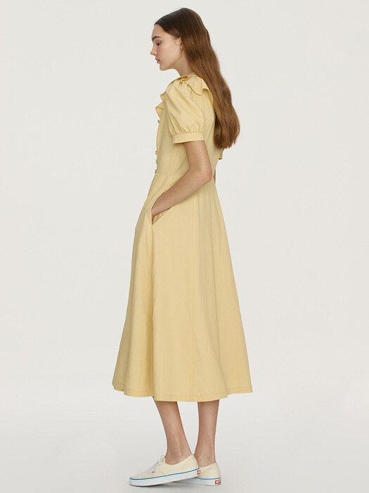 KAPOLEI Ruffle v-neck wrap dress (Yellow)