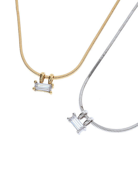[GRAY Collection] Baguette Stone Slim Necklace