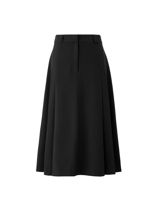 Side pleated midi skirt - Black