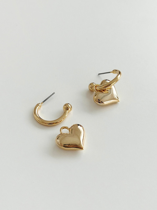volume heart ring earrings (2colors)