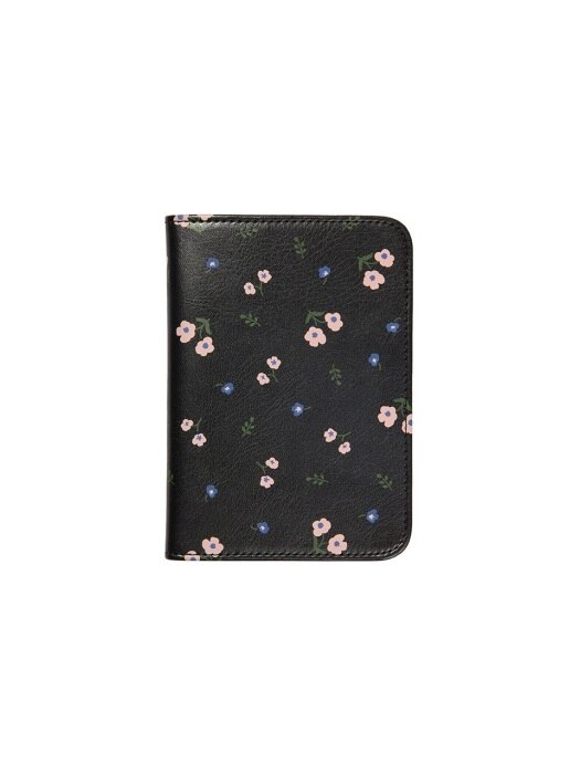 BOTANICAL PASSPORT CASE_Black flower