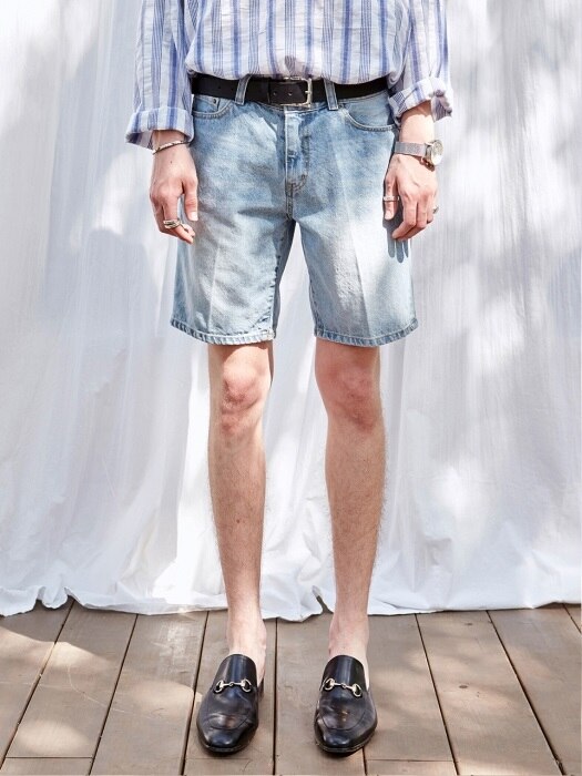 NATURAL WASHING DENIM SHORTS_DENIM