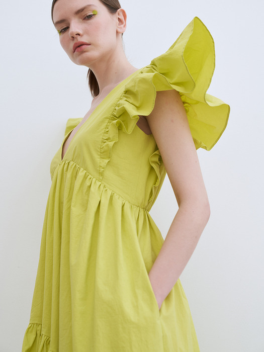 Idalia Tiered Wing Maxi Dress (French Lime)