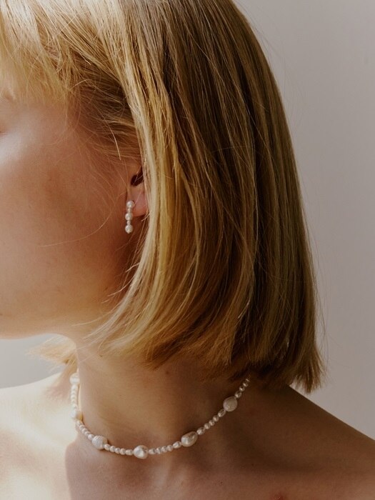 [Silver] Pearl Stick Earrings