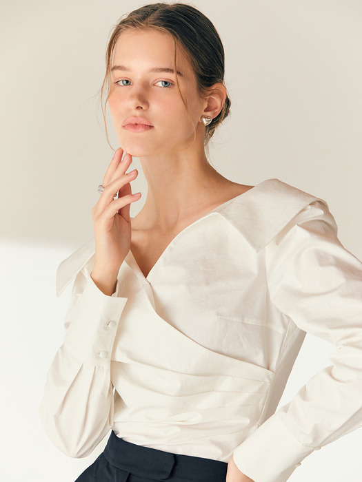 ELLIE V-neck long sleeve blouse (4color)