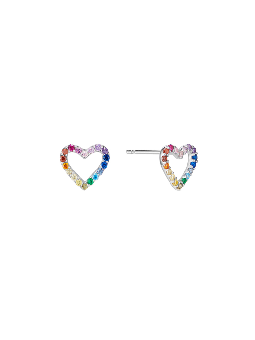 [Silver925]Rainbow clear Heart Earring_EC1726