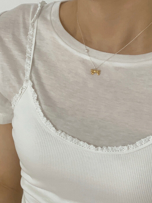 [단독] petit ribbon necklace ( 2 colors )