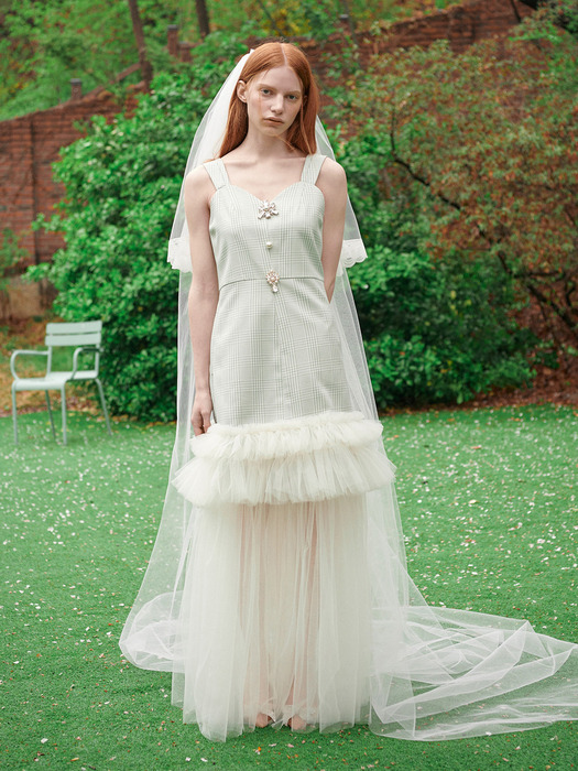 EJnolee White Flame_ Jewelry-Embellished Tulle Dress