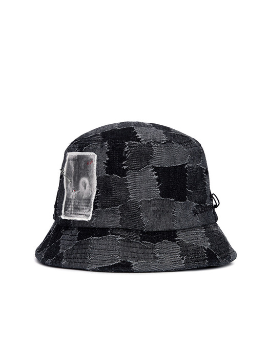 BBD The Apparition Patchwork Denim Bucket Hat (Black)