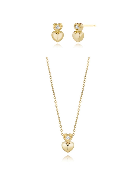 [단독] Piggyback Heart Set (earring + necklace)