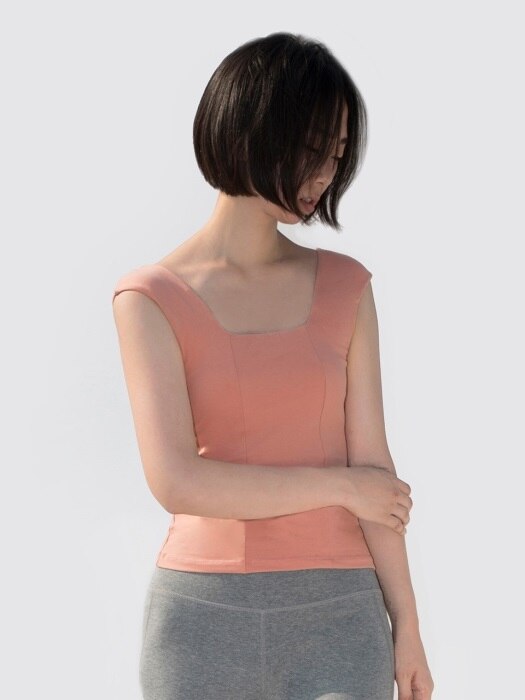 Line Tank Top-Coral Pink