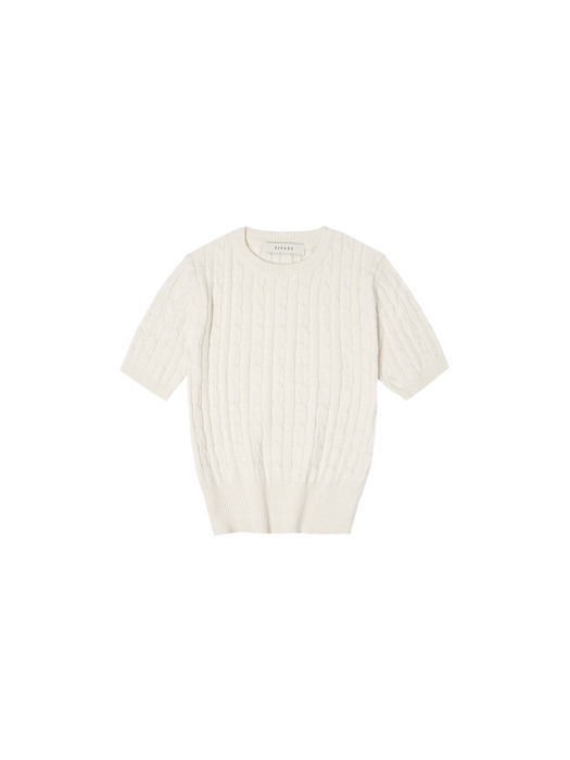 SIKN2029 cotton crop cable knit_Oatmeal