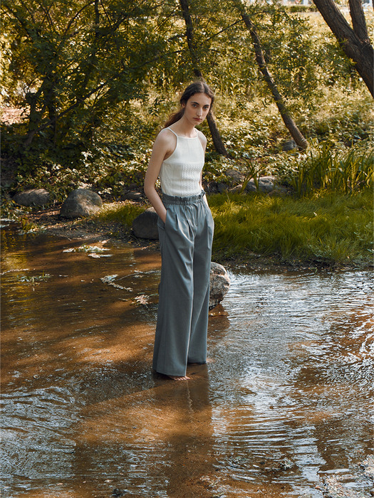 PINTUCKED PLEATED WIDE LEG TROUSER OLIVE