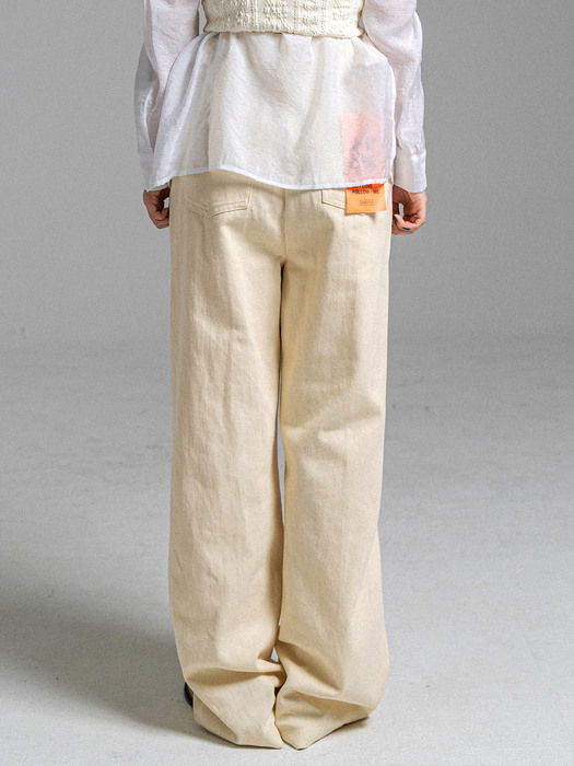 [WIDE] Buckle Jeans Cream