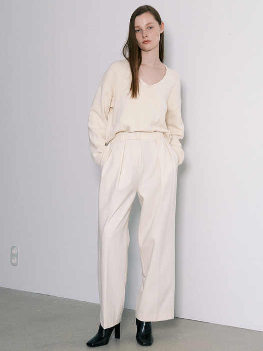 [Day-wool] Two Tuck Wide-leg Trousers