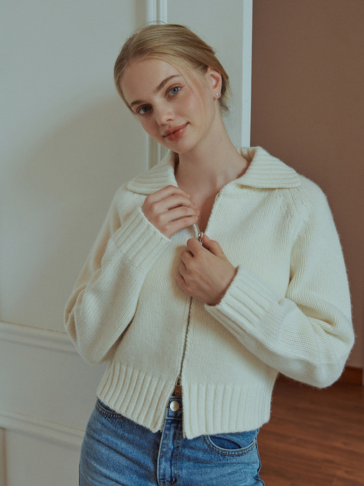 Buttering knit zip-up cardigan 3color